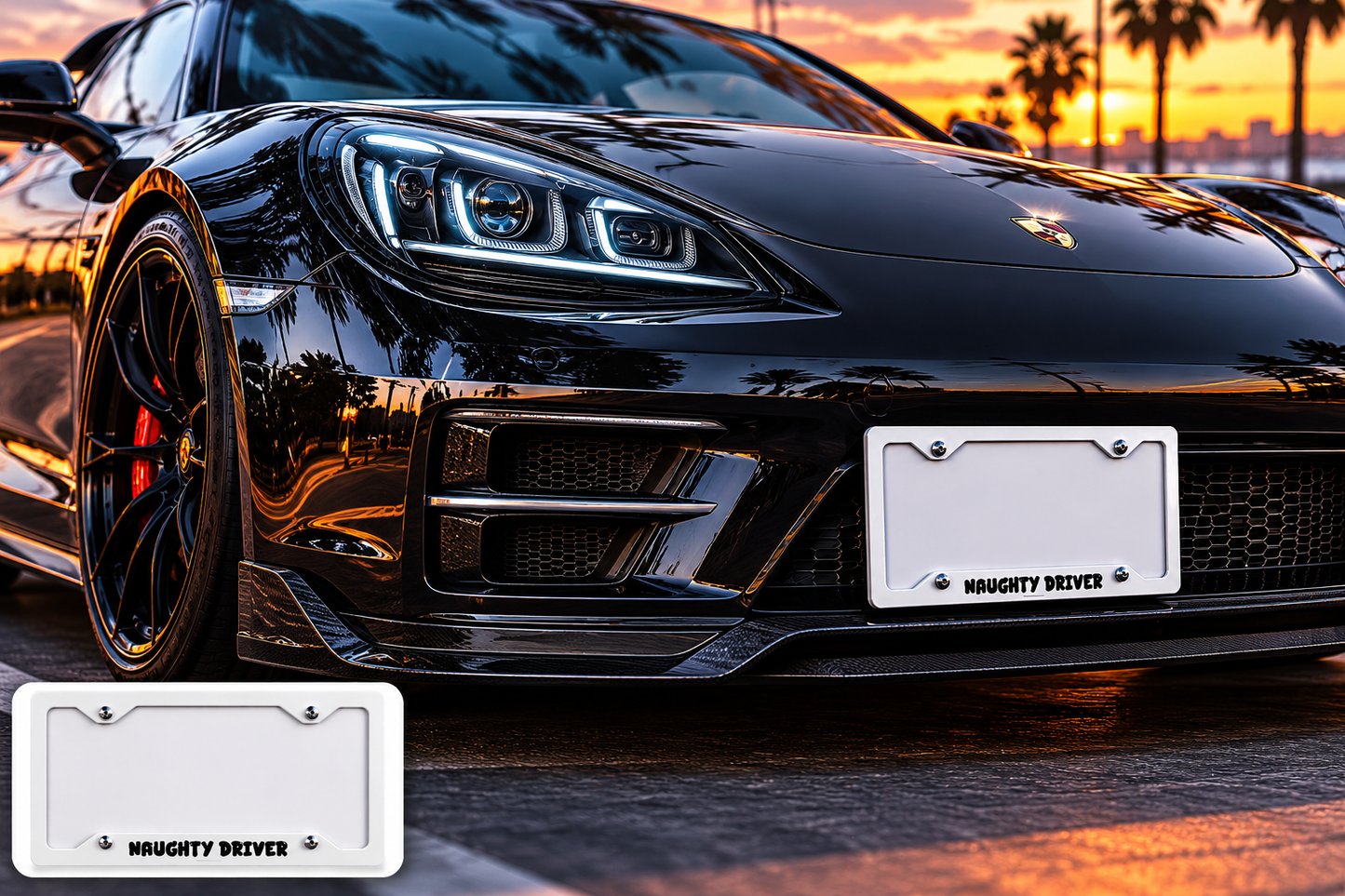 Naughty Driver Stainless Steel Car License Plate Frame