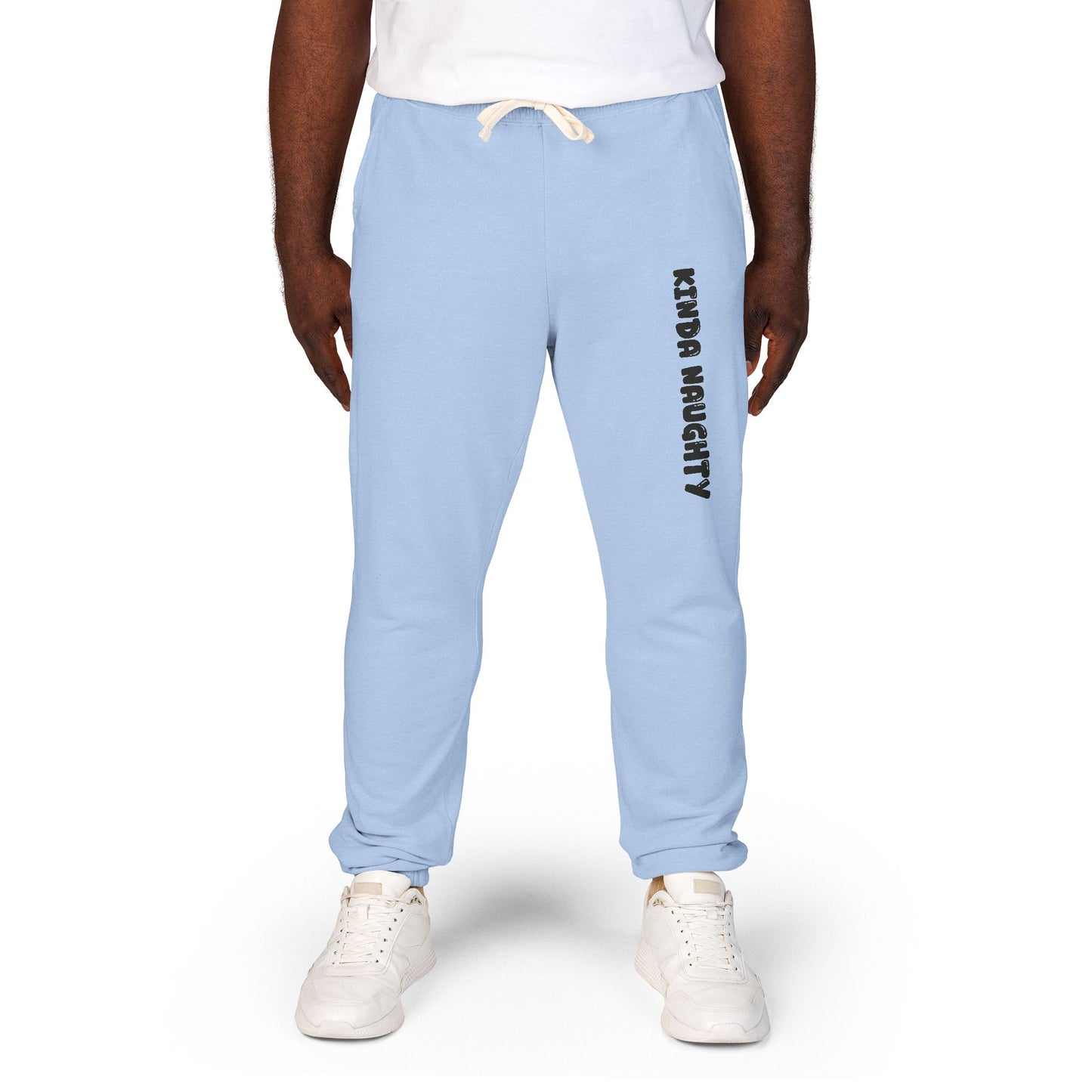 Kinda Naughty Unisex Fleece Sweatpants | Graphic Side-Text Joggers