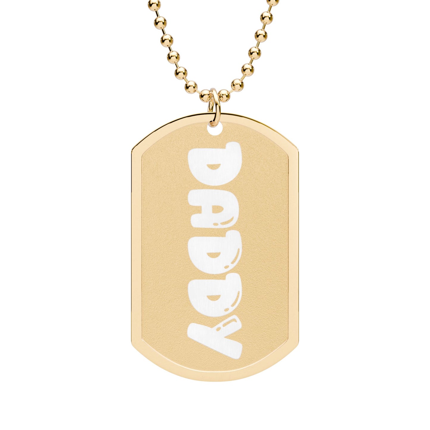 Daddy Gold Dog Tag Necklace | Engraved Pendant on Ball Chain | Naughty Season