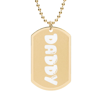 Daddy Gold Dog Tag Necklace | Engraved Pendant on Ball Chain | Naughty Season