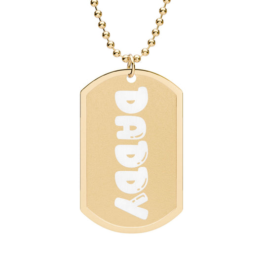Daddy Gold Dog Tag Necklace | Engraved Pendant on Ball Chain | Naughty Season