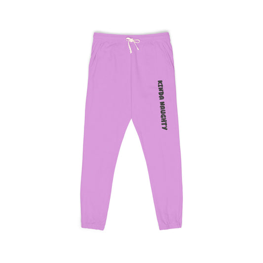 Kinda Naughty Unisex Fleece Sweatpants | Graphic Side-Text Joggers