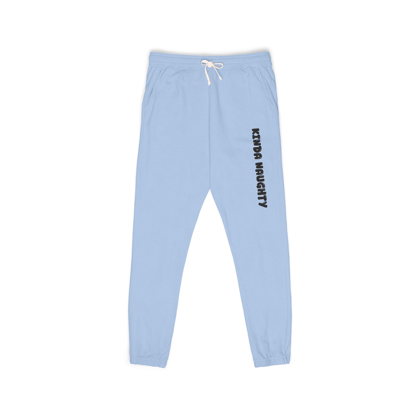 Kinda Naughty Unisex Fleece Sweatpants | Graphic Side-Text Joggers