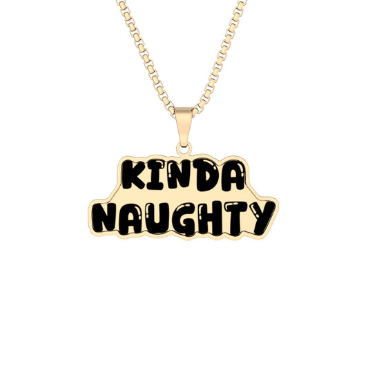Gold Plated "Kinda Naughty" Pendant Necklace w/ Gift Box
