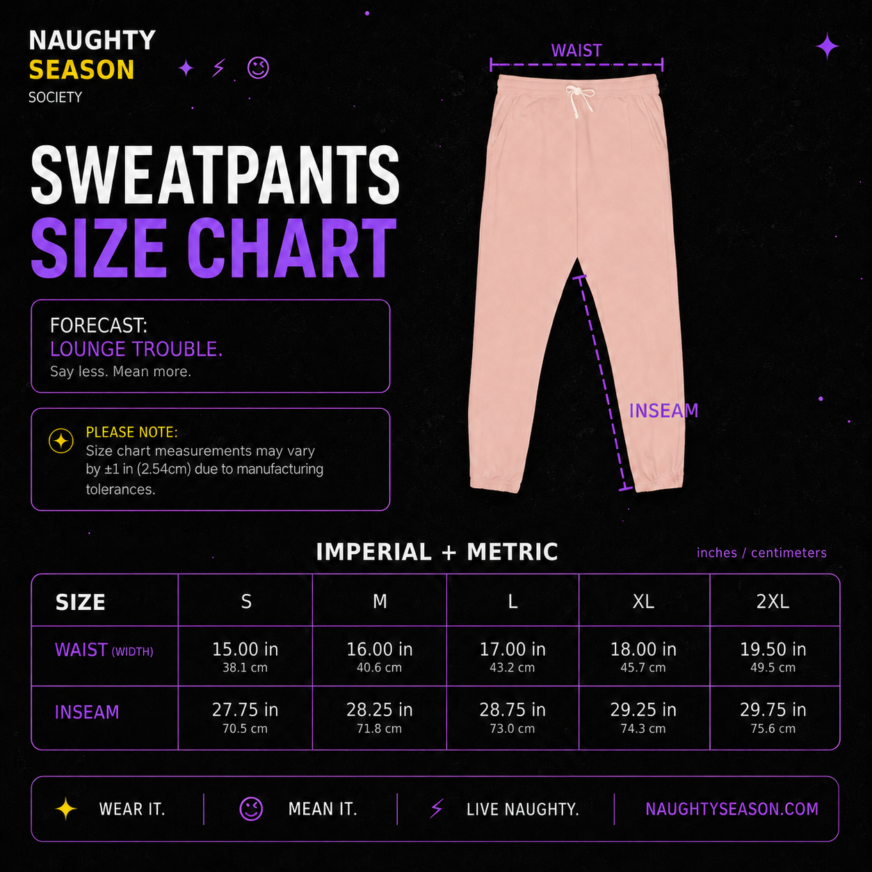 Kinda Naughty Unisex Fleece Sweatpants | Graphic Side-Text Joggers