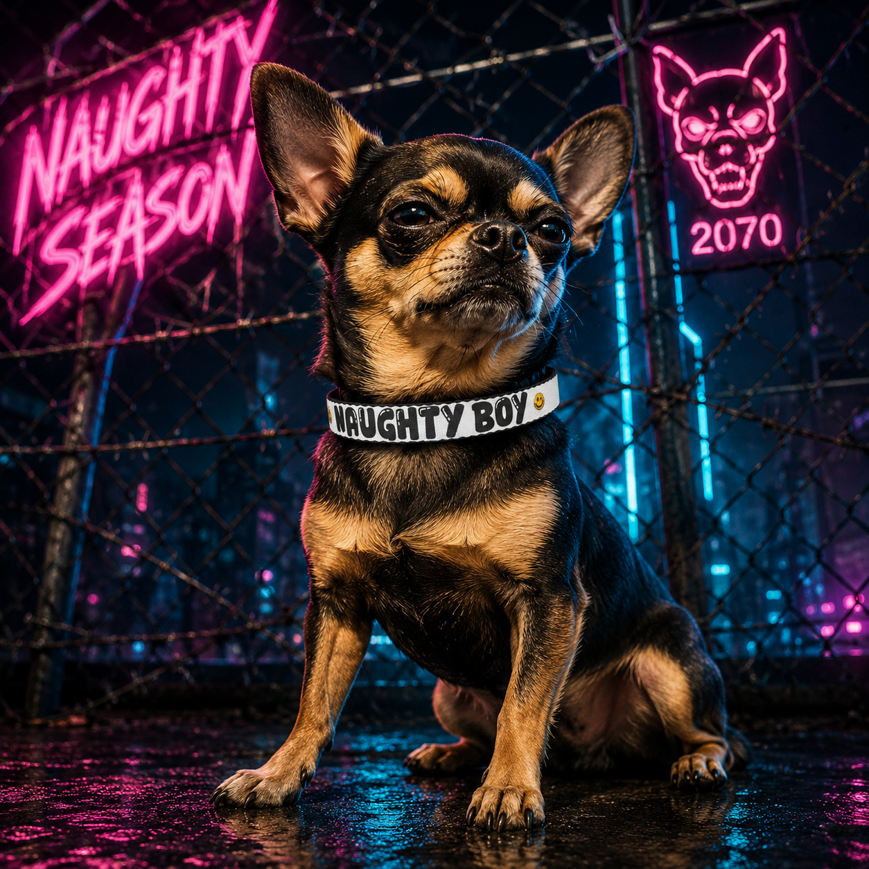 Naughty Boy Dog Collar | Adjustable Clip-On Pet Collar