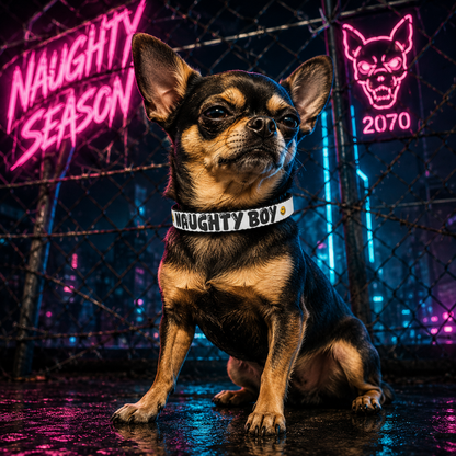 Naughty Boy Dog Collar | Adjustable Clip-On Pet Collar