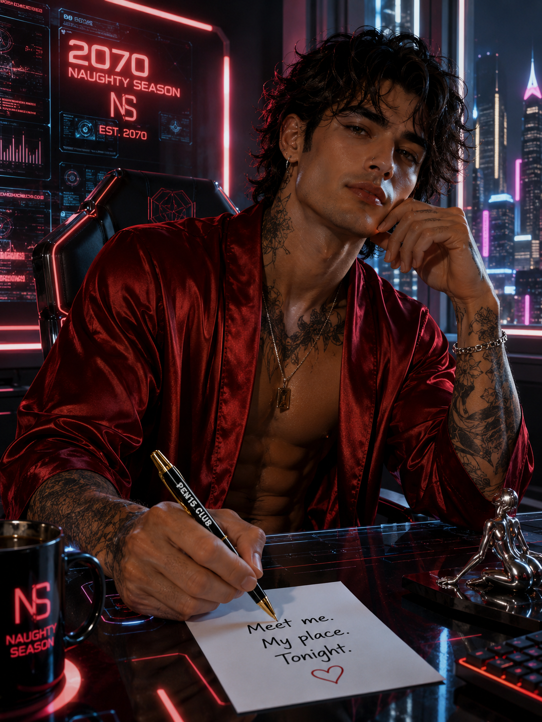 Pen15 Club Brass Ballpoint Pen | Engraved Pen with Rubber Gripper | Naughty Season