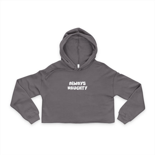 "Always Naughty" Women's Gray Cropped Hoodie Sweatshirt